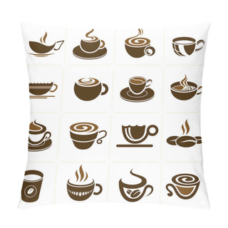 Personality  Coffee And Tea Cup Set, Vector Icon Collection. Pillow Covers