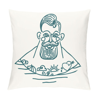 Personality  Bearded And Tattooed Sailor Pillow Covers