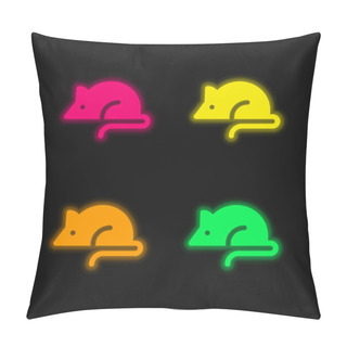 Personality  Animal Testing Four Color Glowing Neon Vector Icon Pillow Covers