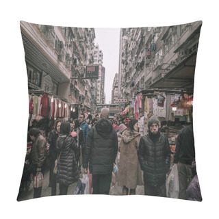 Personality  HONG KONG-FEB 7,2018:Ladies Market And Fa Yuen Street Market Is  Pillow Covers