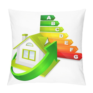Personality  Energy Efficiency Rating With Arrows And House Pillow Covers