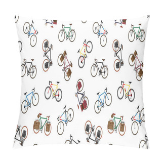 Personality  Bicycle Seamless Pattern Vector Cycling Isolated Vintage Wallpaper Background Pillow Covers