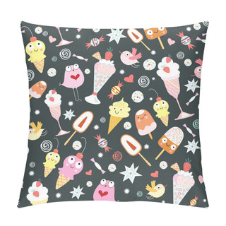 Personality  Texture Of Ice Cream And Birds Pillow Covers