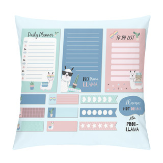 Personality  Printable And Sticker With Llama,alpaca,cactus,glasses,cake,heart In Funny Style. With Wording Llama Not Drama,no Problem Llama Pillow Covers