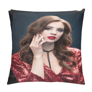 Personality  Woman Talking On Smartphone Pillow Covers