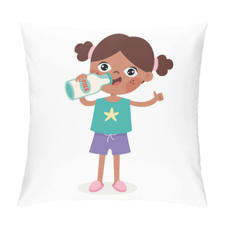 Personality  Drinking Milk Concept With Cartoon Character Pillow Covers