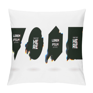 Personality  Vector Geometric Shapes With Liquid Glitch. Circle, Triangle, Rhombus And Square With Vhs Glitch Effect. Abstract Black Torn Forms. Applicable For Banner Design,invitation, Party Flyer Etc. Pillow Covers