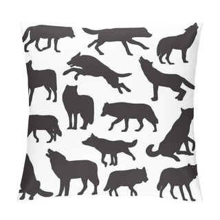 Personality  Vector Set Of Silhouettes Of Wolf Animals Pillow Covers