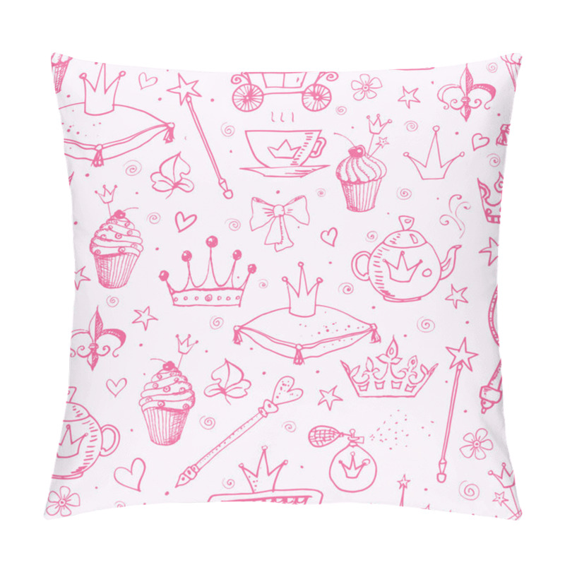 Personality  Pink Seamless Background With Princess' Accessories. Pillow Covers