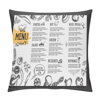 Personality  Cafe Menu Restaurant Brochure Pillow Covers