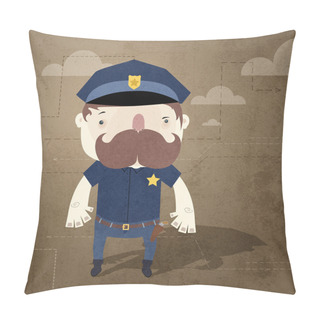 Personality  Vector Grunge Background With Policeman. Pillow Covers