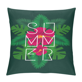 Personality  Hibiscus Flowers And Palm Leaves Design Pillow Covers
