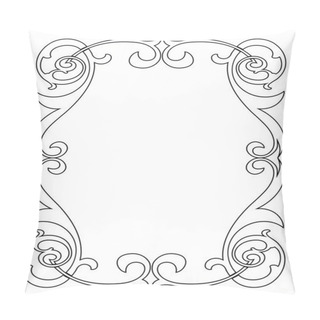 Personality  Calligraphy Penmanship Curly Baroque Frame Black Pillow Covers