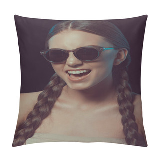 Personality  Happy Woman In Sunglasses Pillow Covers
