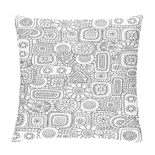 Personality  Floral Doodle. Black And White Pattern Pillow Covers