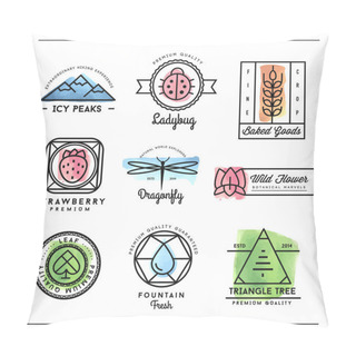 Personality  Set Of Beautiful Nature Inspired, Watercolor Geometric Logos And Badges Pillow Covers