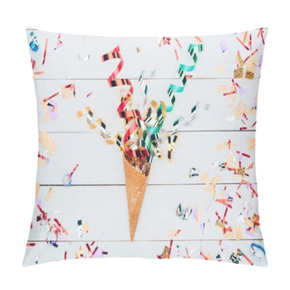 Personality  Confetti Spilling Out Waffle Cone Pillow Covers