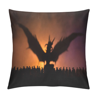 Personality  Blurred Silhouette Of Giant Monster Prepare Attack Crowd During Night. Selective Focus. Decoration Pillow Covers