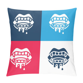 Personality  Bloody Blue And Red Four Color Minimal Icon Set Pillow Covers