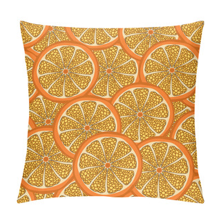 Personality  Orange Slice In A Cut, Seamless Pattern, Fruit Background. Painted Citrus, Graphic Art, Cartoon. For The Design Of The Fabric, Print, Wallpaper, Wrapping. Vector Illustration Pillow Covers
