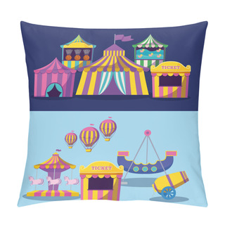 Personality  Set Circus Tents With Garlands Isolated Icon Pillow Covers