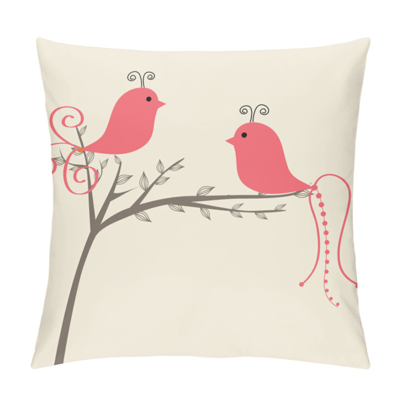 Personality  Abstract birds couple. Birds couple in love Vintage vector illustration. pillow covers