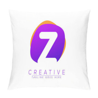 Personality Initial Z, Letter Z Vector Logo Icon With Purple And Orange Geometric Shapes In The Back Pillow Covers