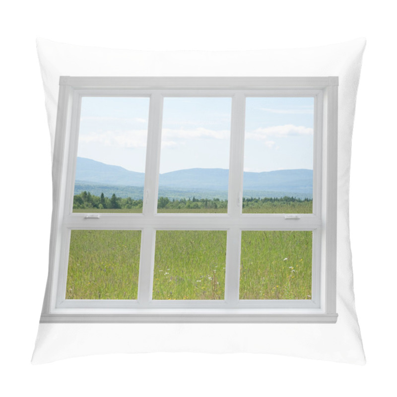 Personality  Summer landscape seen through the window pillow covers