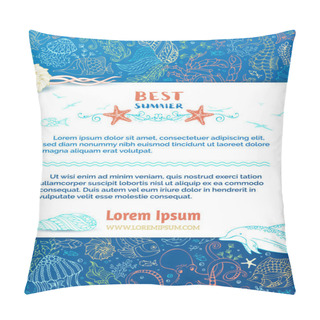 Personality  Vector Background Of Wild Sea Life. Pillow Covers