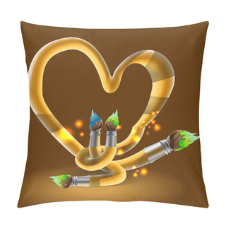 Personality  Heart Shaped Brushes. Abstract Background. Pillow Covers