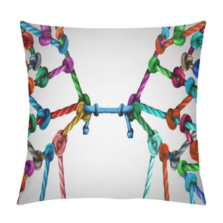 Personality  Connecting Teams And Connected Group Concept As Many Different Ropes Tied And Linked Together As An Unbreakable Chain As Business Trust Metaphor Linking Partners For Teamwork Support And Strength. Pillow Covers
