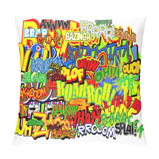 Personality  Abstract Retro Background With Comic Book Words. Pillow Covers