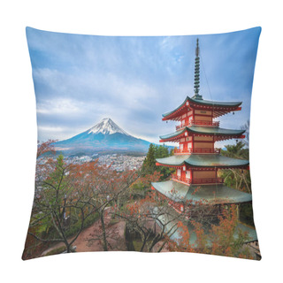 Personality  Mount Fuji, Chureito Pagoda In Autumn Pillow Covers