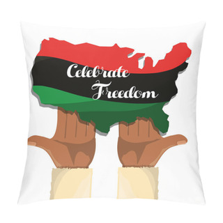 Personality  Hands And Flag With Notice Of Celebrate Freedom Pillow Covers