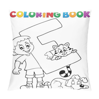 Personality  Coloring Book Boy And Pets By Letter E Pillow Covers