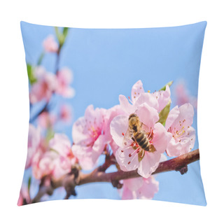 Personality  Bee On Peach Blossom Pillow Covers