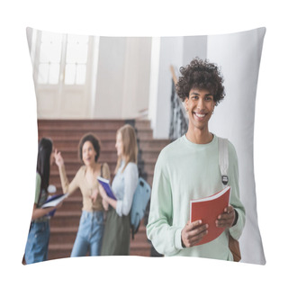 Personality  African American Student With Backpack And Notebook Looking At Camera  Pillow Covers