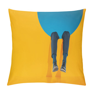 Personality  Cropped Image Of Male Legs In Orange Round Aperture Pillow Covers