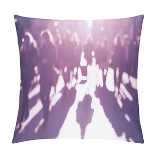 Personality  Blurred Unrecognizable Ultra Violet Crowd Of People. Pillow Covers