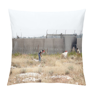 Personality  Palestinian Protest By The Wall Of Separation West Bank Pillow Covers