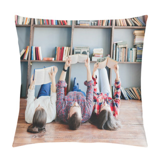 Personality  Group Of Friends Taking Part In Book Club At Home Pillow Covers