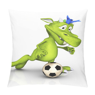 Personality  Cute Cartoon Monster Playing Soccer. Pillow Covers
