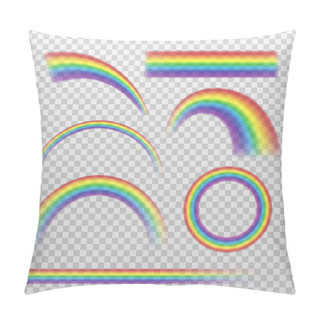 Personality  Rainbow Effects Set In Different Shape, Realistic Vector Illustration Isolated. Pillow Covers