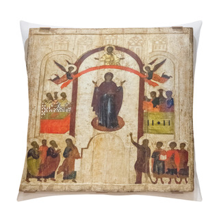 Personality   Antique Russian Orthodox Icon. The Protection Of The Virgin Pai Pillow Covers