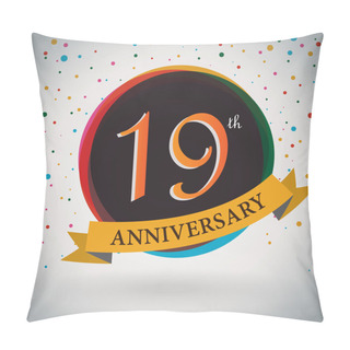 Personality  19th Anniversary Poster, Template Design In Retro Style - Vector Background Pillow Covers
