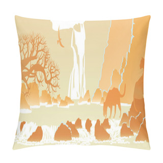 Personality  Mountain Landscape With A Waterfall Pillow Covers