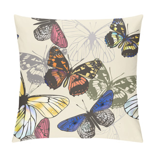 Personality  Butterfly Wallpaper Pattern With Colorful Butterflies Pillow Covers