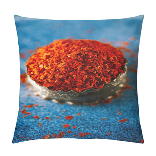 Personality  Marash Chili Flakes In Metal Bowl, Selective Focus Pillow Covers