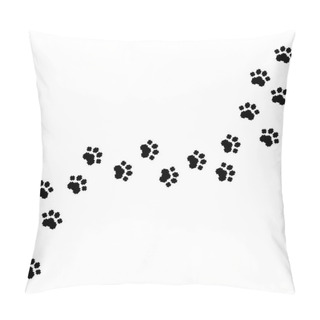 Personality  Dog Cat Paw Prints Path, Pet Footprints Along The Path Pixel Art Style Pillow Covers