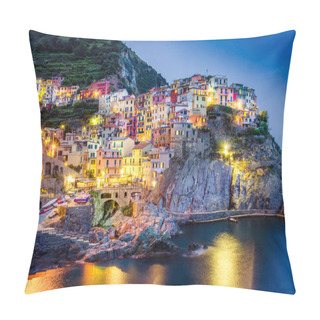 Personality  Scenic Night View Of Colorful Village Manarola In Cinque Terre Pillow Covers